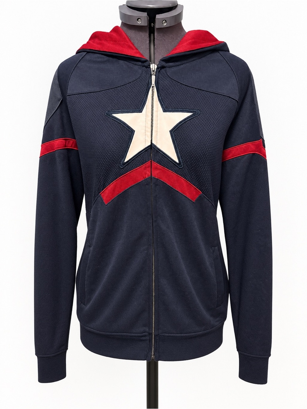 Merchoid Marvel Captain America Hoodie S Full Zip Cosplay Costume Unisex